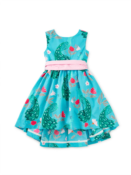Sleeveless Hi-Lo Sash Dress-Peacock Floral
