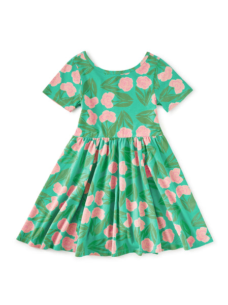 Short Sleeve Ballet Dress-Carnation Floral
