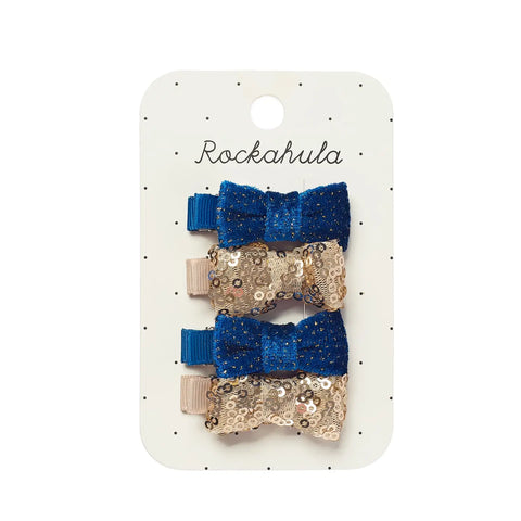 Sequin and Velvet Mini Bow Clip Set H2464G