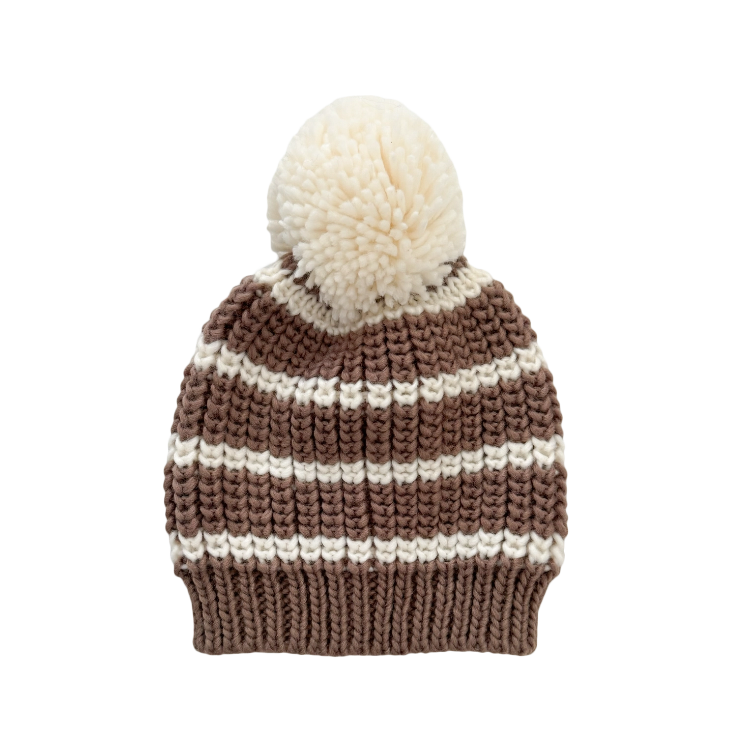 Rib Knit Stripe Hat -Tan