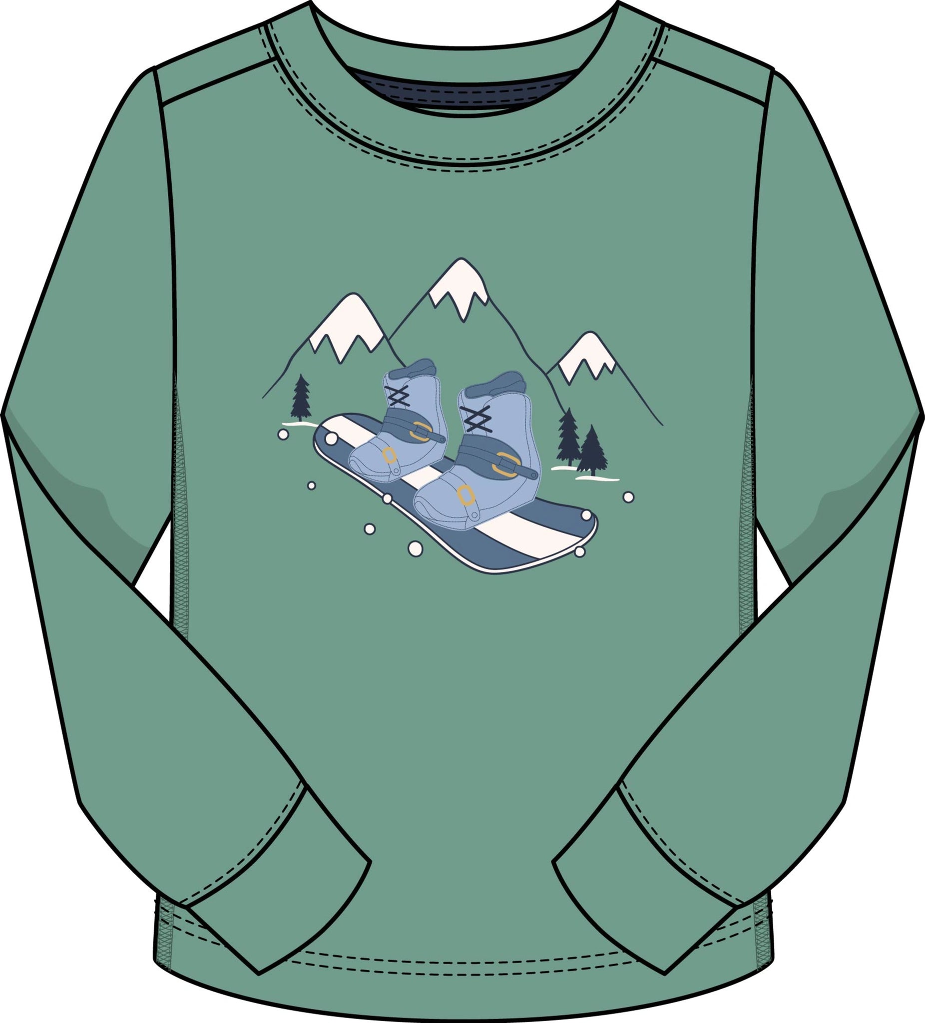 LS Snowboard Tee-Teal