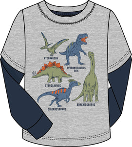 LS Multi Dinosaur Tee-Grey