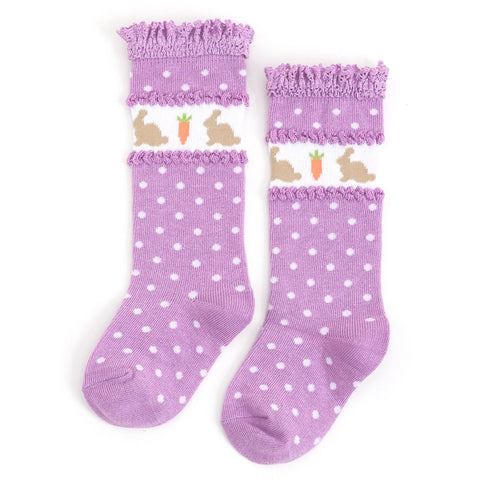 Purple Bunny Lace Top Knee Highs
