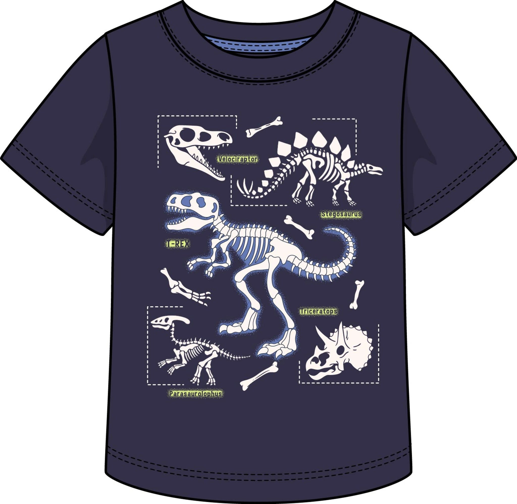 GLOW IN THE DARK DINO SKELETON TOP