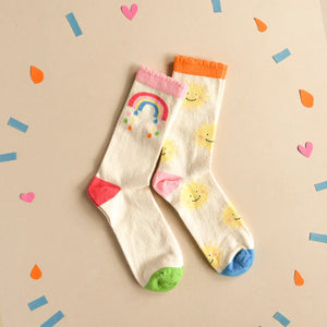 Vintage Rainbow and Sun 2 Pack Socks