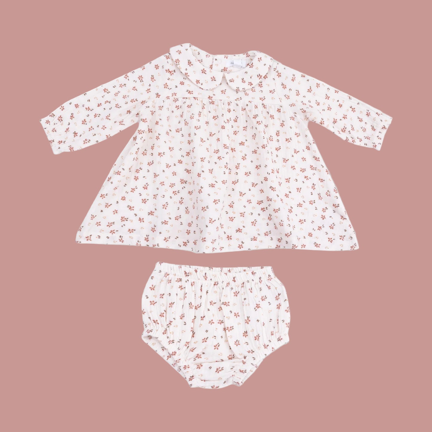 Carrie Floral Peter Pan Collar Dress + Diaper Cover