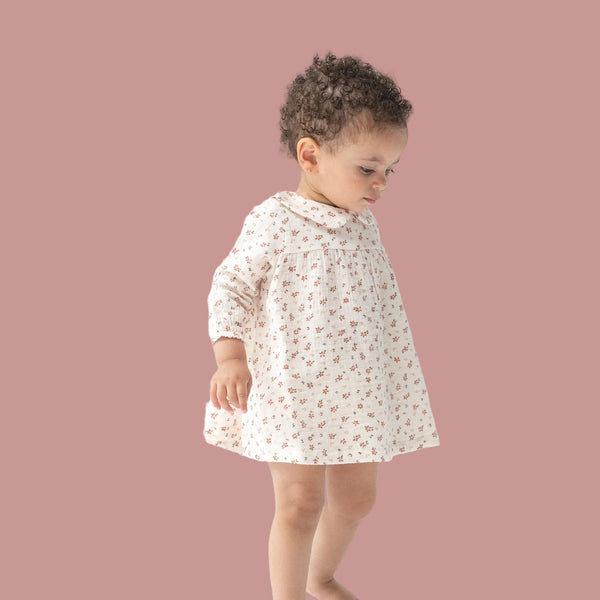 Carrie Floral Peter Pan Collar Dress + Diaper Cover