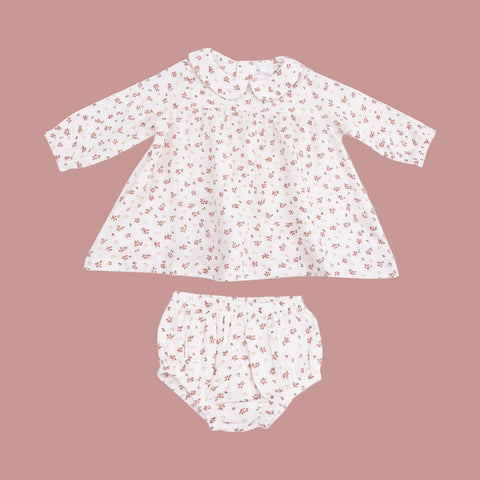 Carrie Floral Peter Pan Collar Dress + Diaper Cover