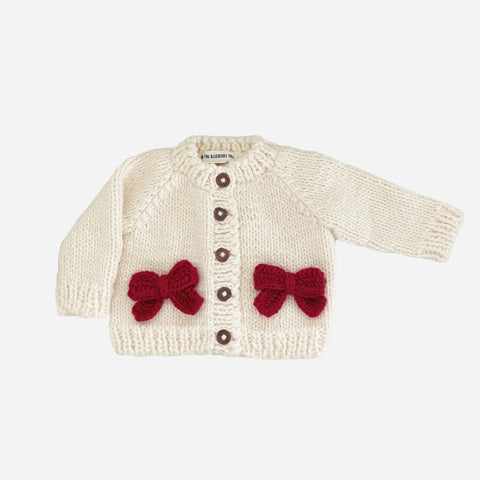 Bow Cardigan-Red