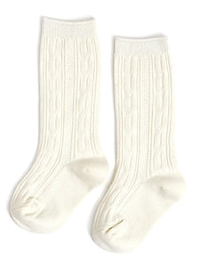 Ivory Cable Knit Knee Highs