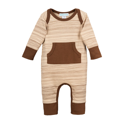 Kangaroo Romper-Stripe On Cocoa