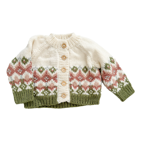 Fairisle Knit Cardigan-Pastel