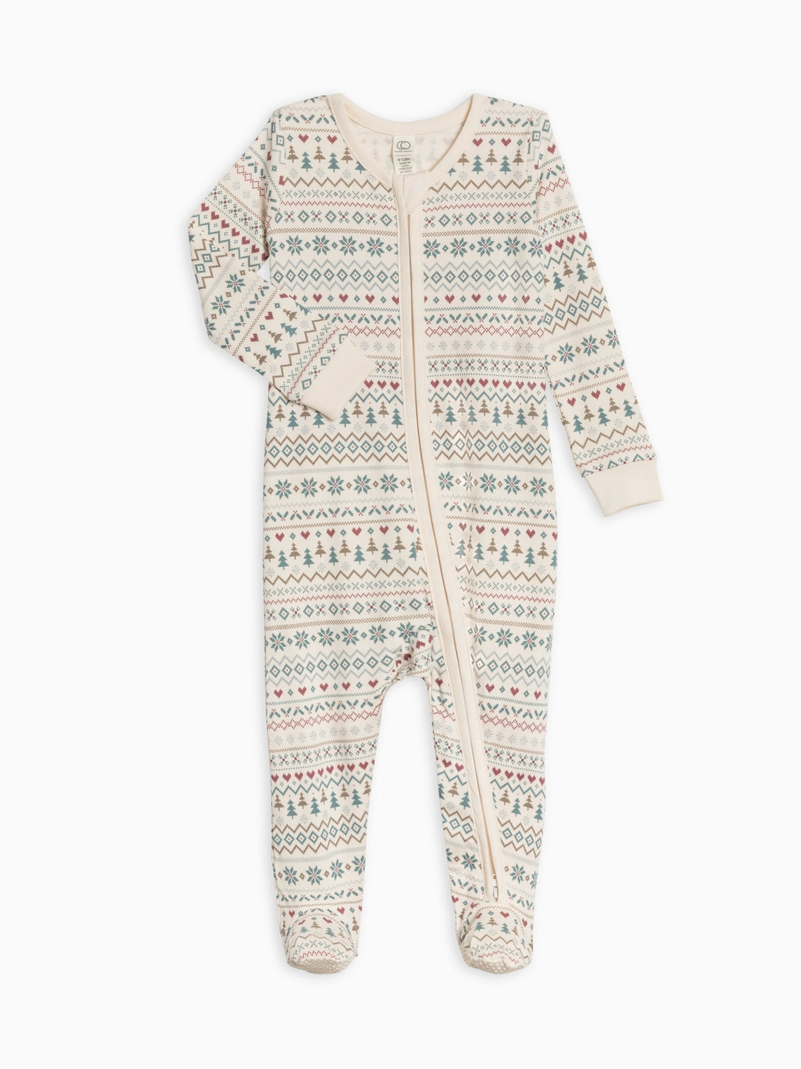 Organic Peyton Footed Sleeper - Fairisle / Teal