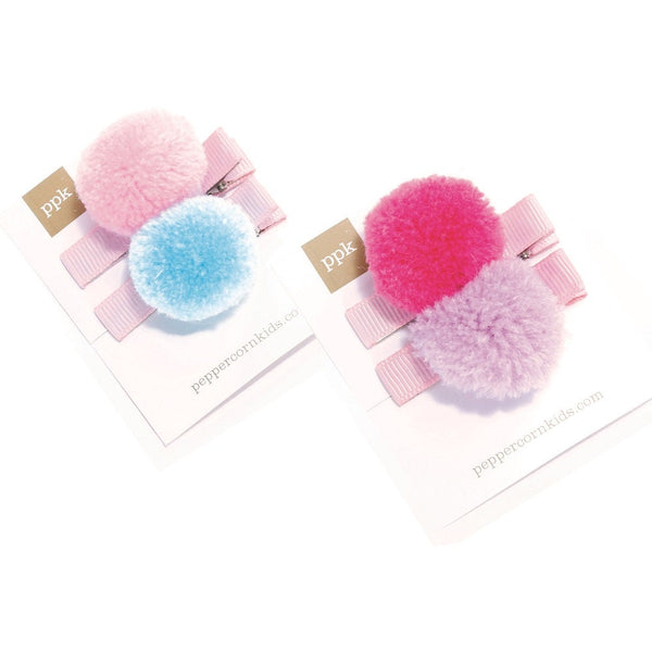 Little Kids Pompom Hair Clip Set