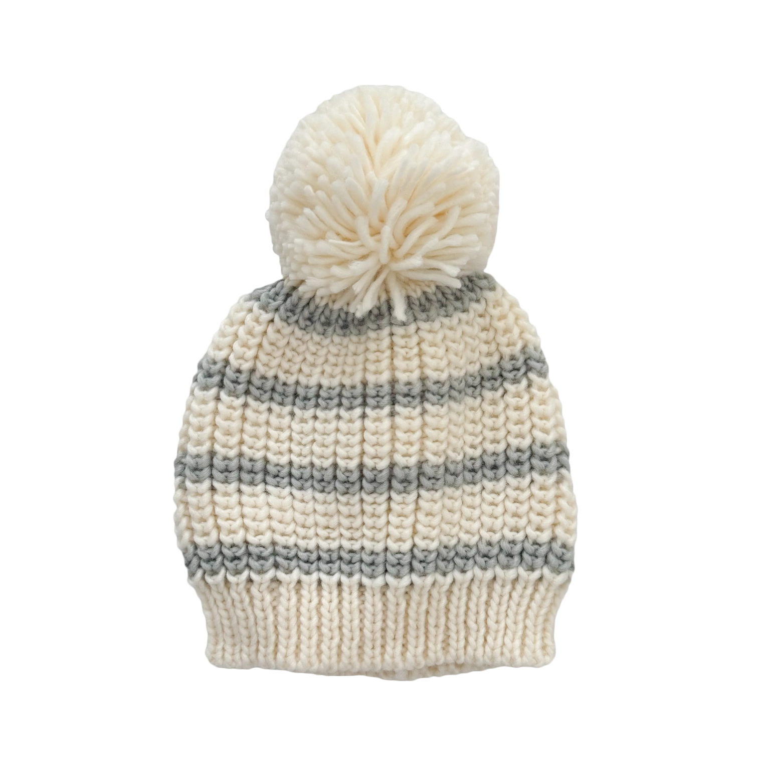 Rib Knit Stripe Hat -Bowie Grey