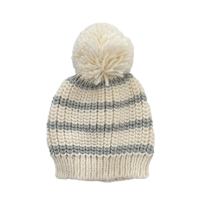 Rib Knit Stripe Hat -Bowie Grey