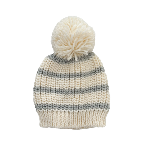 Rib Knit Stripe Hat -Bowie Grey