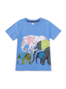 Elephants Graphic Tee/Blue Yarrow