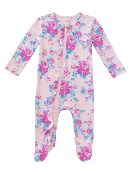 2-Way Zip Ruffle Footie -Garden Secrets