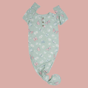 Knotted Gown - Butterfly Daisy Mint