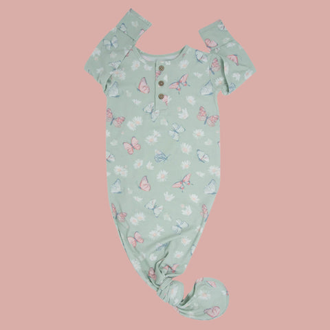 Knotted Gown - Butterfly Daisy Mint