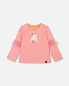 T-Shirt With Frills Rosette Pink