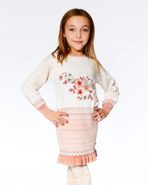 Jacquard Knit Sweater Dress Off White