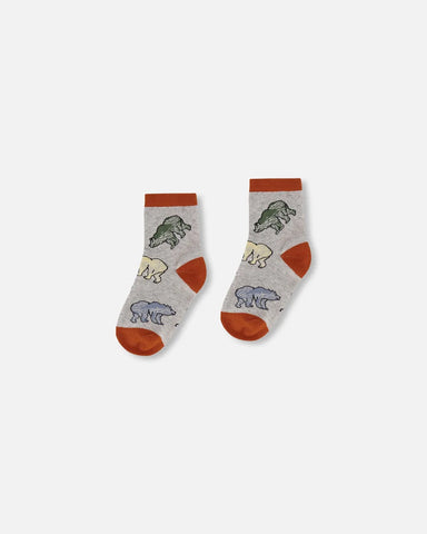 Socks Grey Mix Bear Print