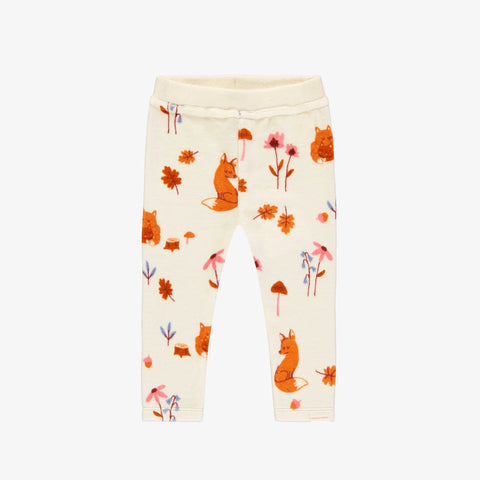 Cream fox print leggings in velour