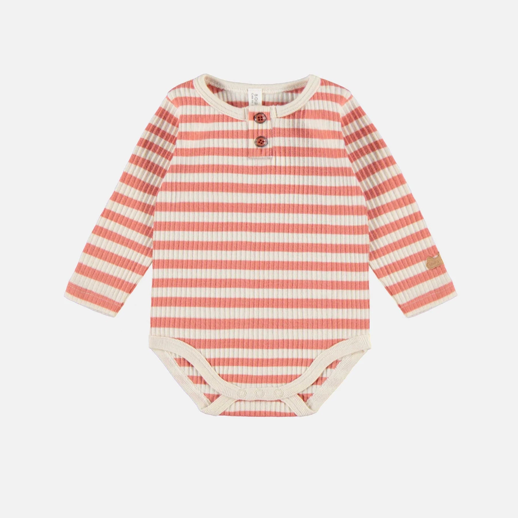 Orange and cream striped bodysuit in rib