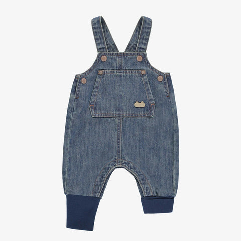 Wide-cut overalls in lightweight blue denim