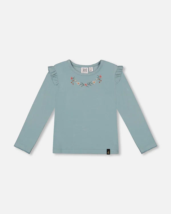 Super Soft Brushed Rib T-Shirt Light Blue