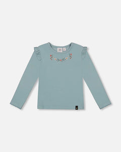 Super Soft Brushed Rib T-Shirt Light Blue