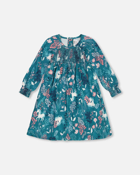 Puffy Long Sleeve Dress Turquoise Fairy Unicorn