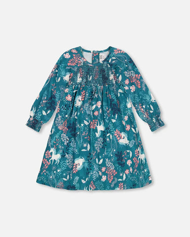 Puffy Long Sleeve Dress Turquoise Fairy Unicorn