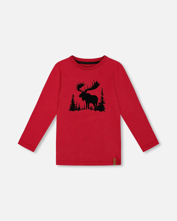 T-Shirt Red With Moose Print