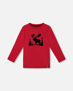 T-Shirt Red With Moose Print