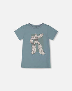 Organic Jersey T-Shirt With Print-Robot