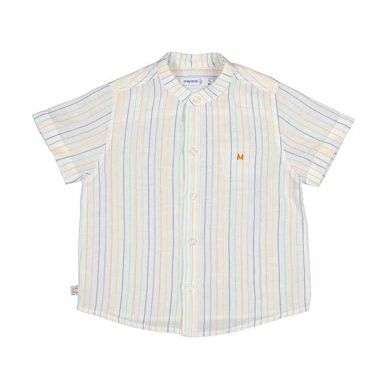S/s linen mao collar shirt-1113