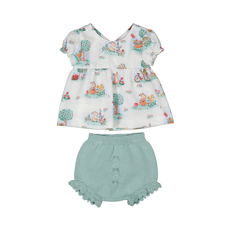 Tricot short set-mint bunny 1257