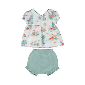 Tricot short set-mint bunny 1257