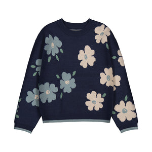 Jacquard sweater-petroleum 4303