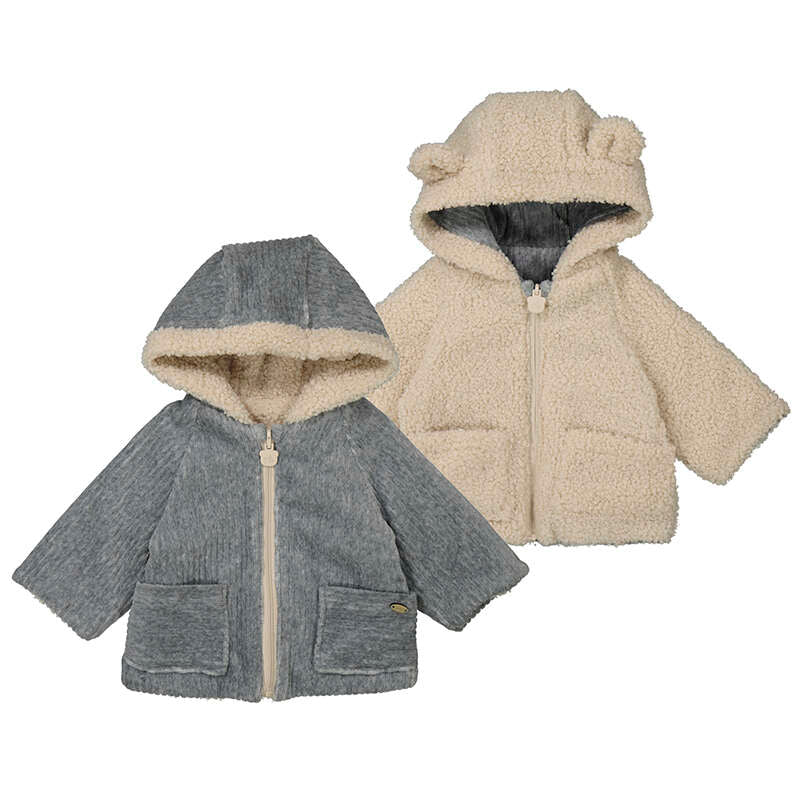 Reversible shearling coat-grey 2496