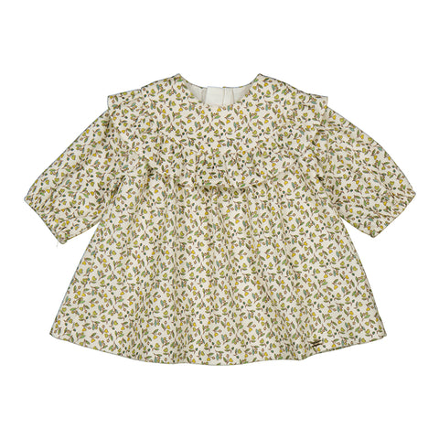 Printed velvet dress-olive 2822