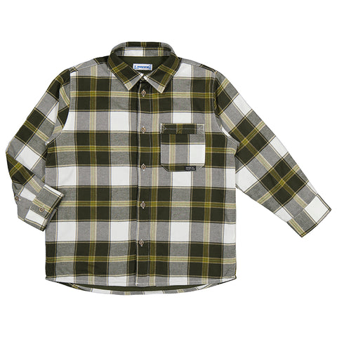 Lined checked overshirt-moss 4107