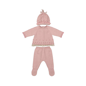 3 Piece knit set-sugar pink 2502