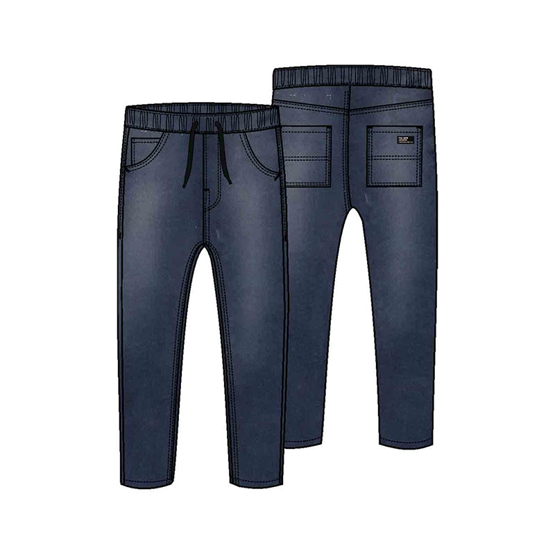 Soft denim jogger pants-blue black 4531