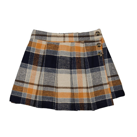 Plaid skirt-navy 4909