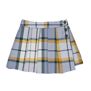 Plaid skirt-sky blue 4909