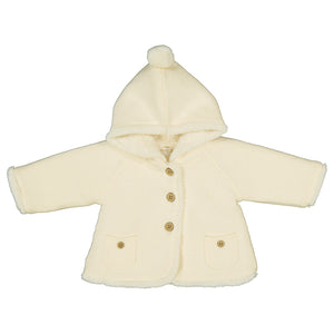 Pompon knit cardigan-cream 2333